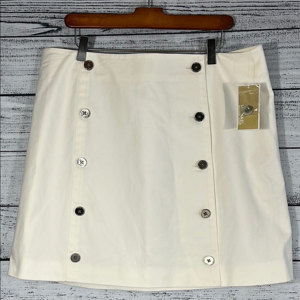 NWT-MICHAEL Michael Kors-White Button Down Mini Skirt